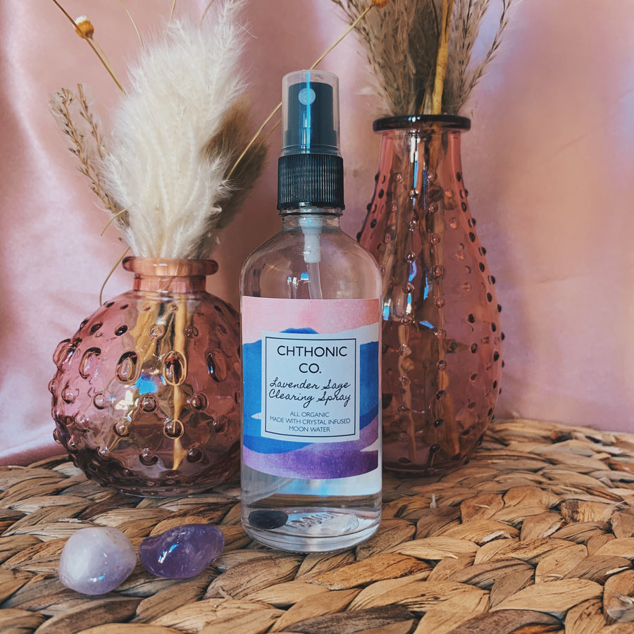 Chthonic Co. Lavender Sage Crystal Moon Energy Clearing Spray 4oz