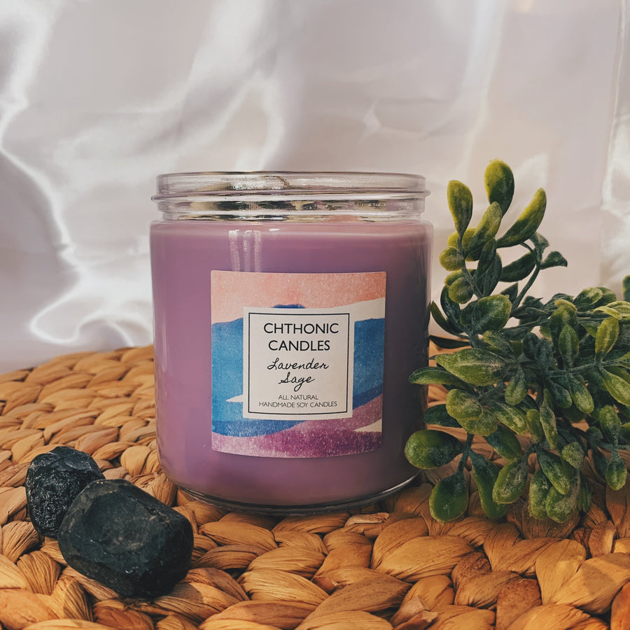 Chthonic Candles Lavender Sage 16oz